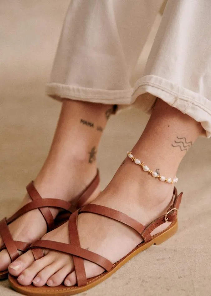 Szane Rings and Bracelets Womens Milo Ankle Bracelet Gold With Mother Of Pearl