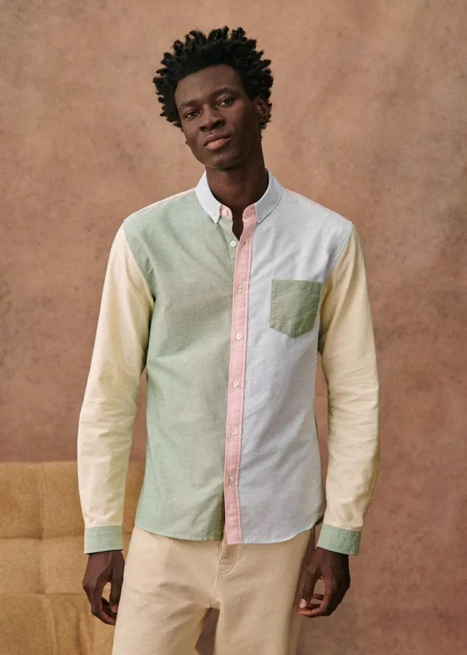 Szane Shirts Mens Charlie Oxford Patchwork Shirt Pastel Multicolor