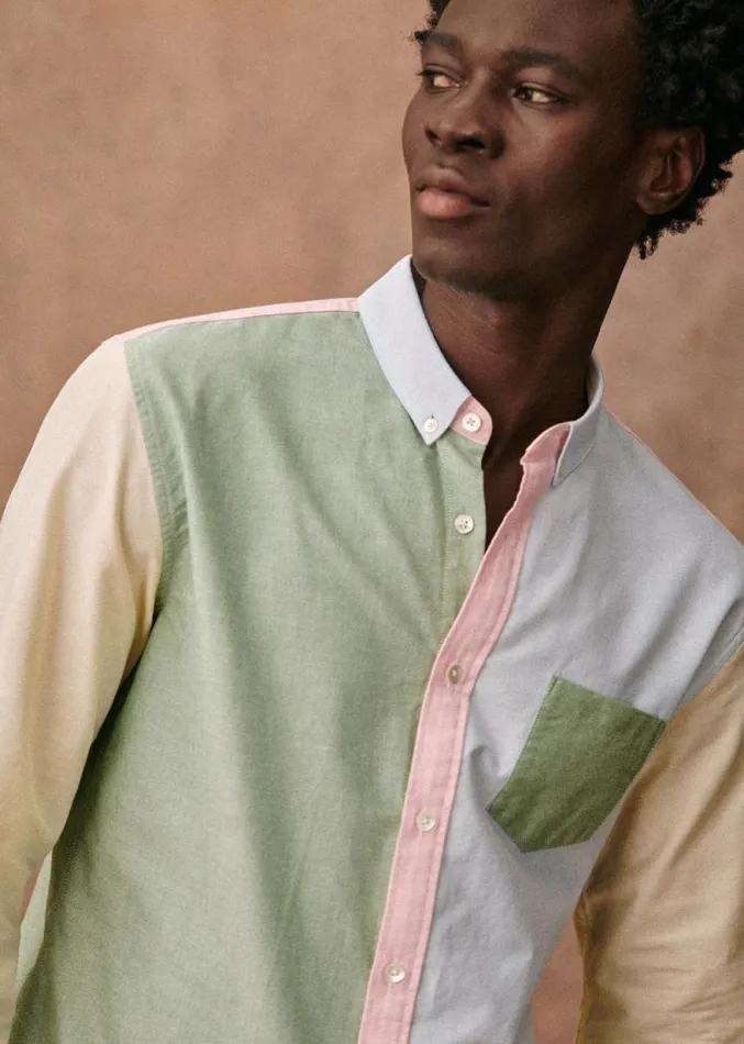 Szane Shirts Mens Charlie Oxford Patchwork Shirt Pastel Multicolor