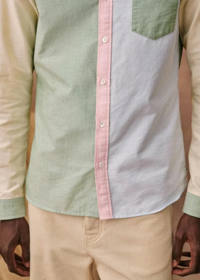 Szane Shirts Mens Charlie Oxford Patchwork Shirt Pastel Multicolor