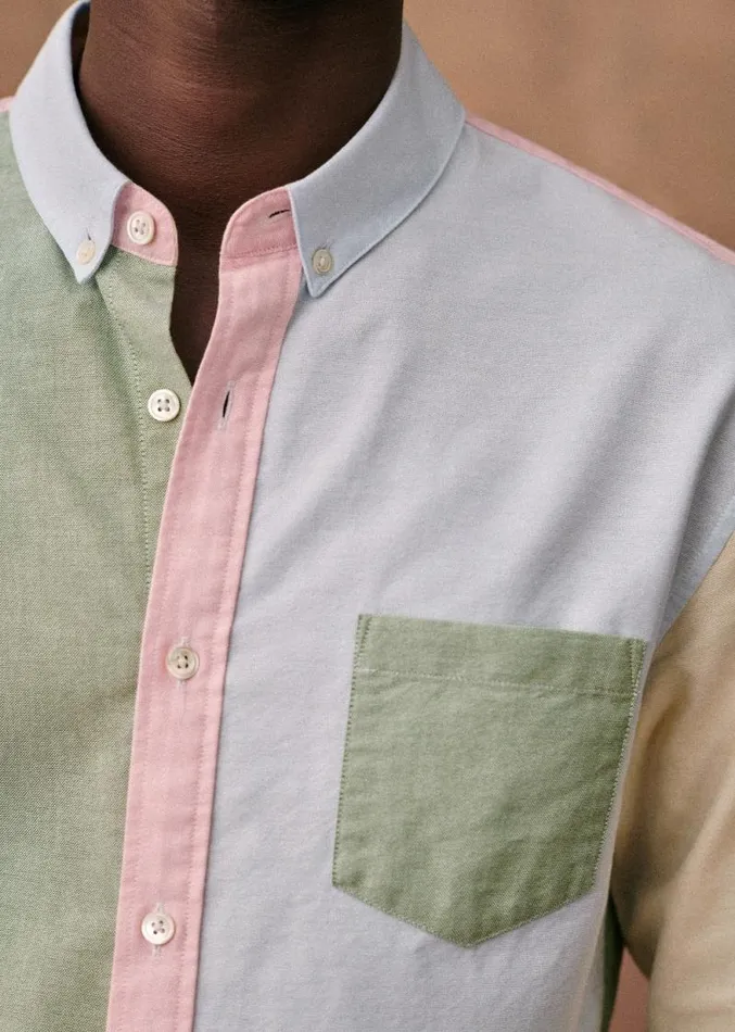 Szane Shirts Mens Charlie Oxford Patchwork Shirt Pastel Multicolor