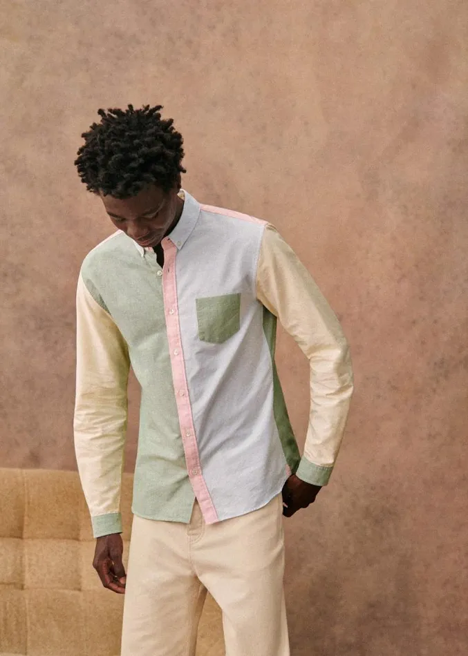 Szane Shirts Mens Charlie Oxford Patchwork Shirt Pastel Multicolor