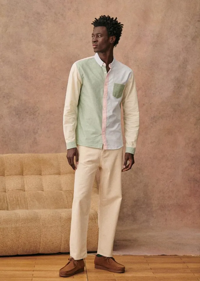 Szane Shirts Mens Charlie Oxford Patchwork Shirt Pastel Multicolor