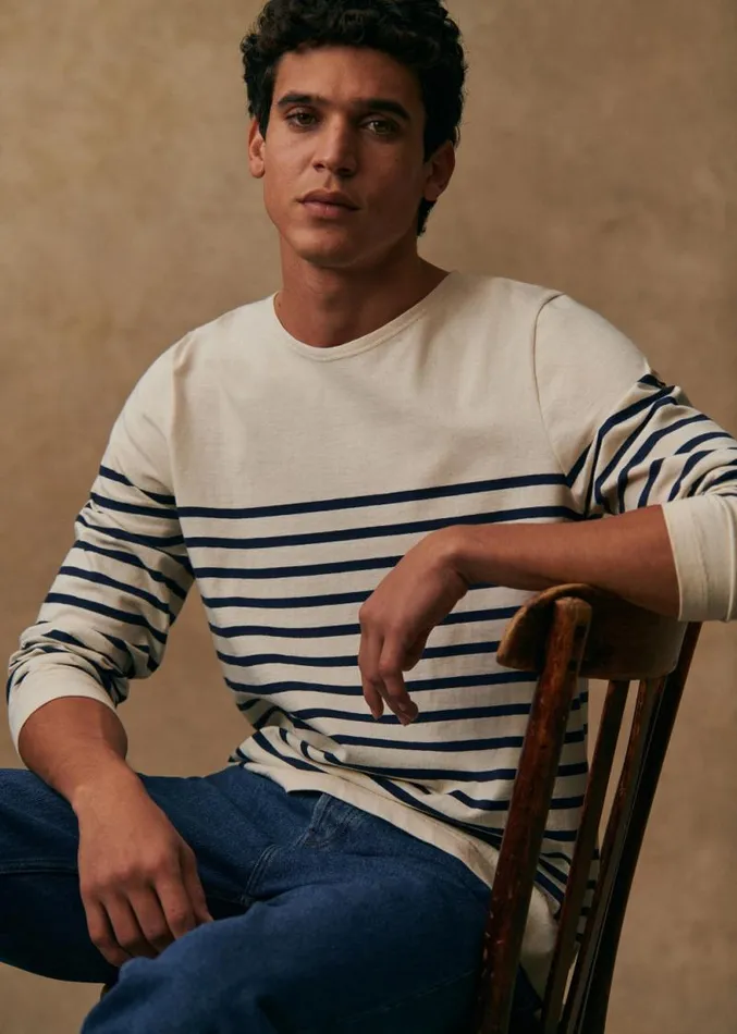 Szane TShirts and Sweatshirts Mens Marinire Le Minor X Octobre ditions TShirt Ecru Blue Stripes Szane TShirts and Sweatshirts Mens Marinire Le Minor X Octobre ditions TShirt Ecru Blue Stripes