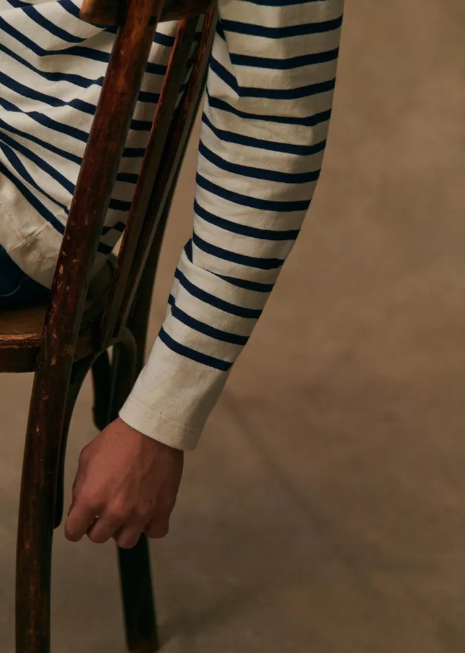 Szane TShirts and Sweatshirts Mens Marinire Le Minor X Octobre ditions TShirt Ecru Blue Stripes