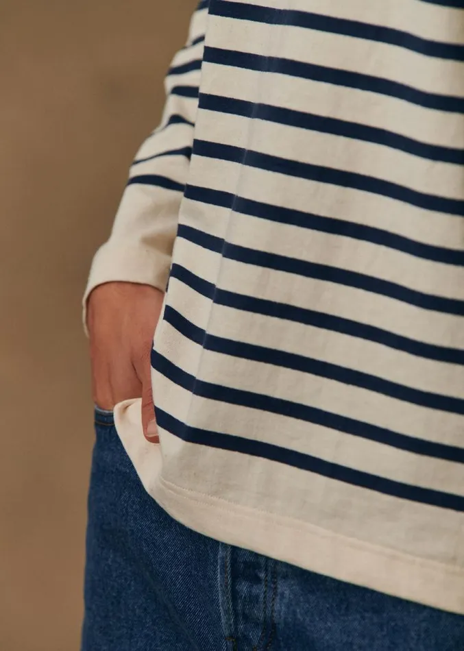 Szane TShirts and Sweatshirts Mens Marinire Le Minor X Octobre ditions TShirt Ecru Blue Stripes