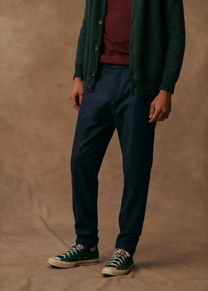 Szane Trousers Mens Carl Trousers Blue Tweed