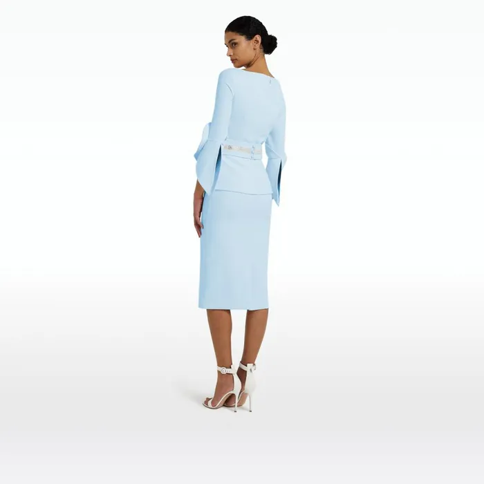 Safiyaa Alondra Pale Blue Midi Dress Women Dresses