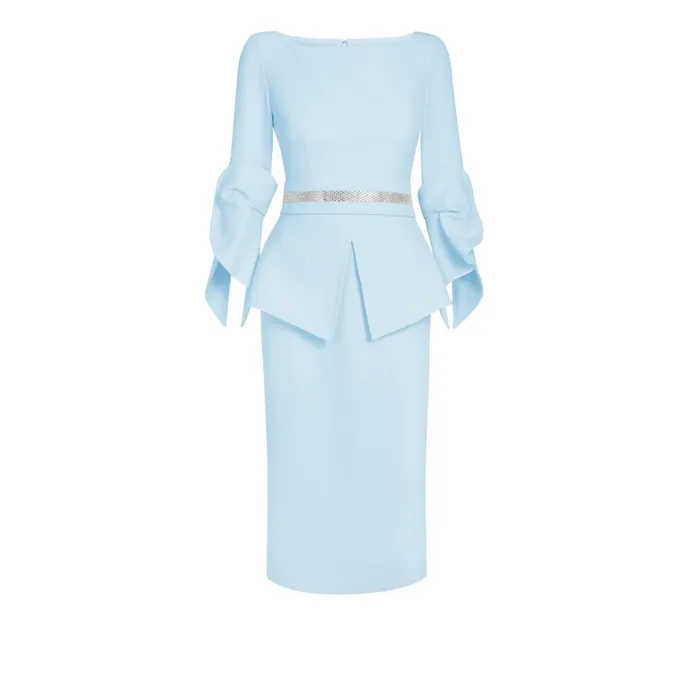 Safiyaa Alondra Pale Blue Midi Dress Women Dresses