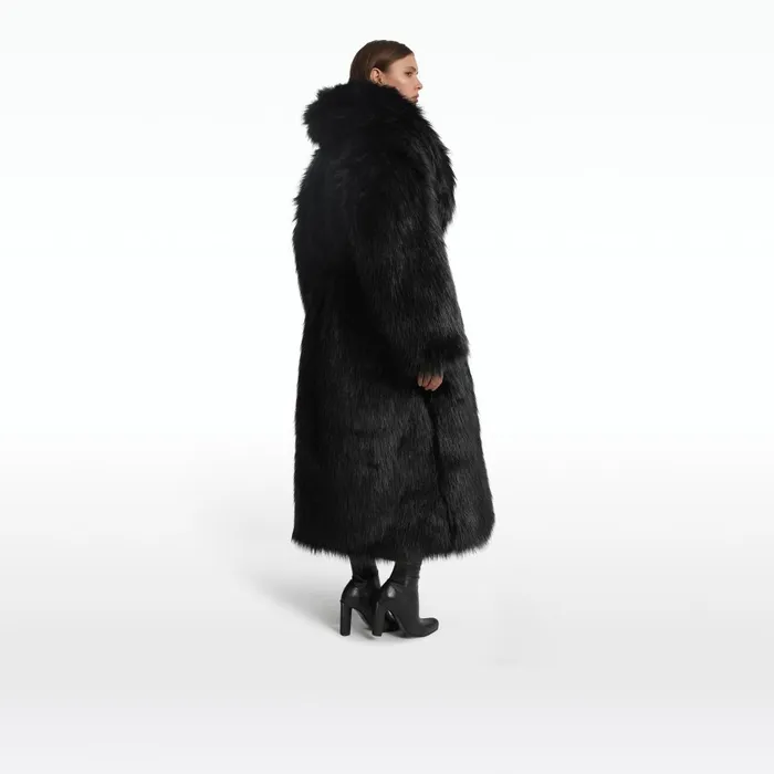 Safiyaa Anital Black Faux Fur Coat Women Jackets and Coats