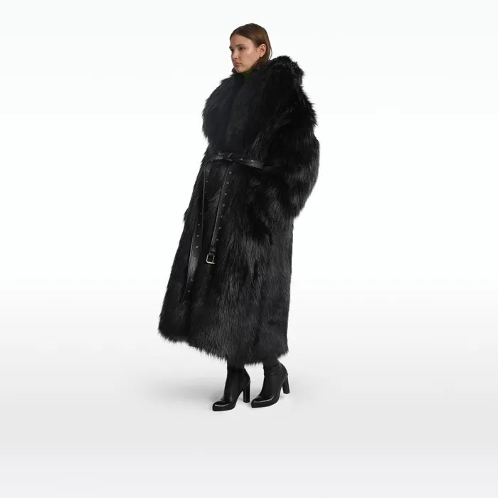 Safiyaa Anital Black Faux Fur Coat Women Jackets and Coats