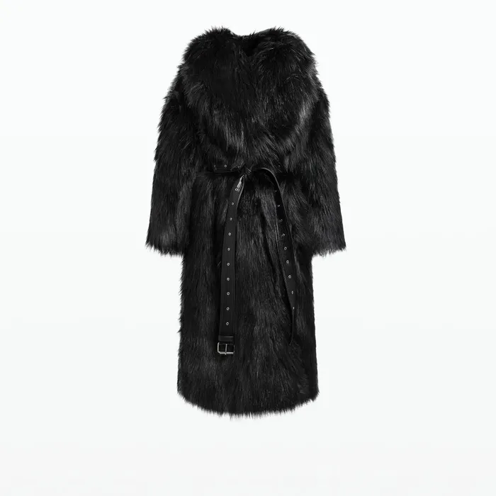 Safiyaa Anital Black Faux Fur Coat Women Jackets and Coats