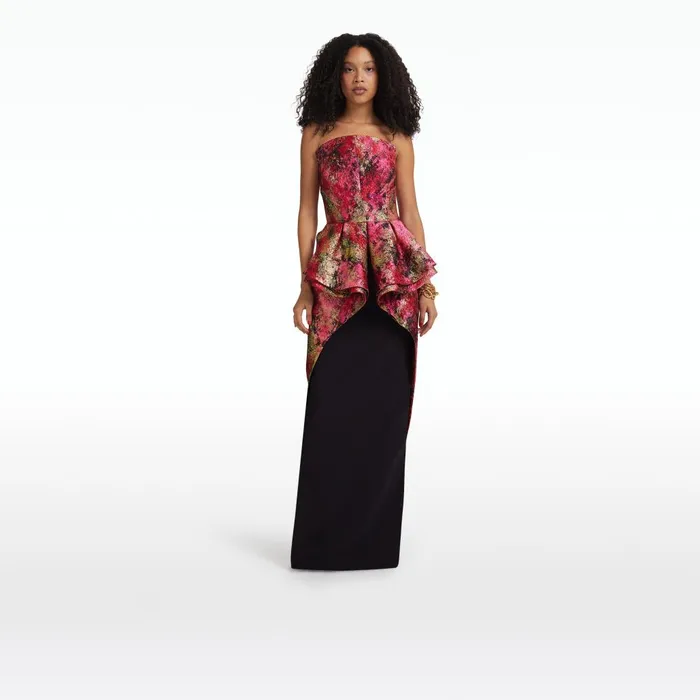 Safiyaa Brienna Black and Lacquer Red Long Dress Women Dresses