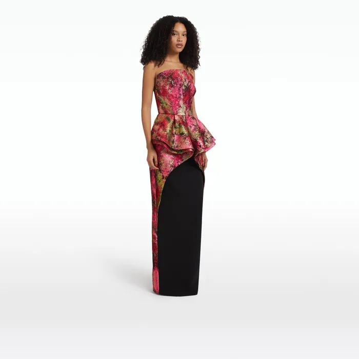 Safiyaa Brienna Black and Lacquer Red Long Dress Women Dresses