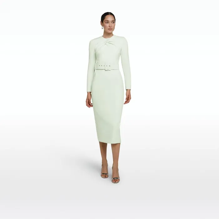 Safiyaa Brunna Spearmint Midi Dress Women Dresses