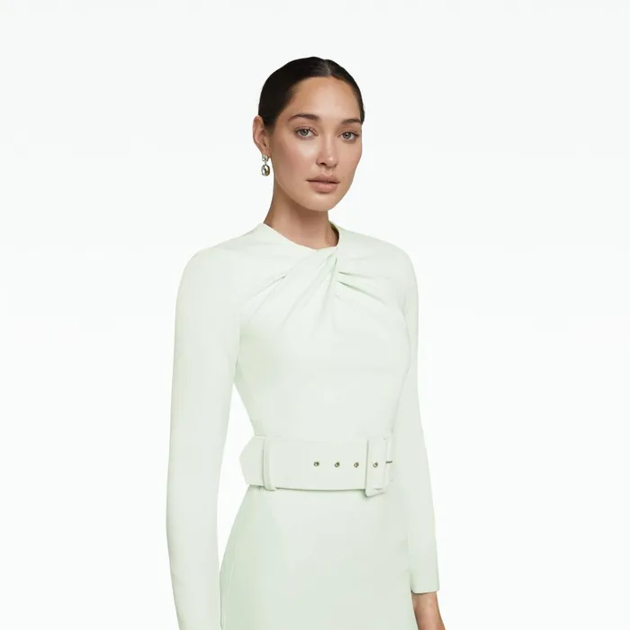 Safiyaa Brunna Spearmint Midi Dress Women Dresses