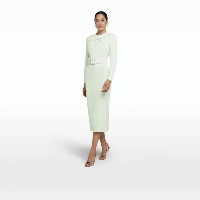 Safiyaa Brunna Spearmint Midi Dress Women Dresses