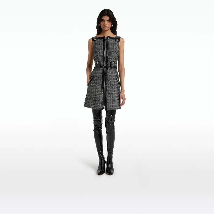 Safiyaa Ele Metallic Greyscale Short Dress Women Dresses