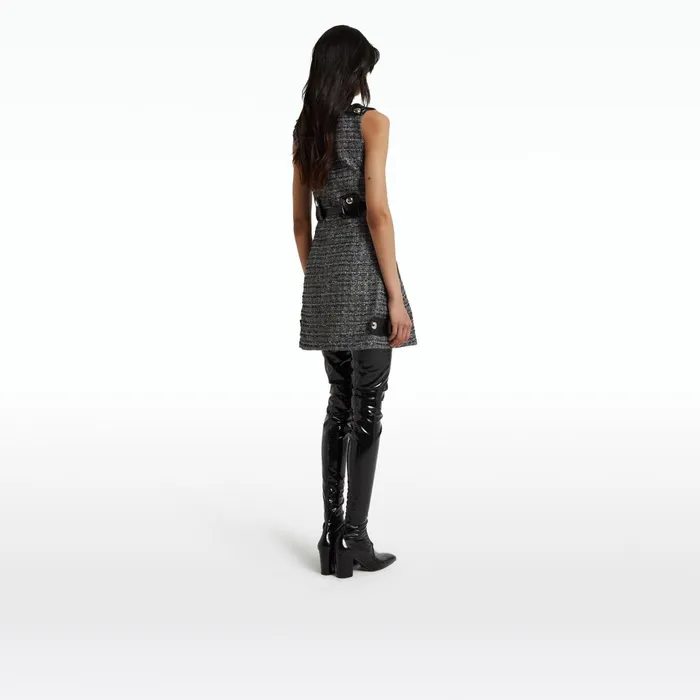 Safiyaa Ele Metallic Greyscale Short Dress Women Dresses