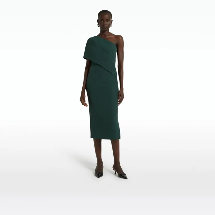 Safiyaa Florenca Darkest Spruce Midi Dress Women Dresses
