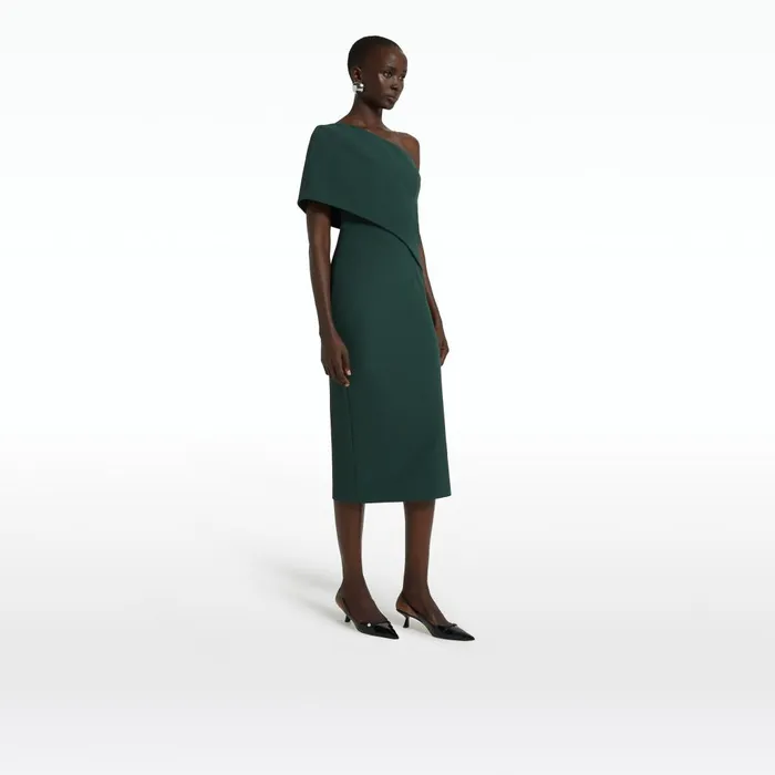Safiyaa Florenca Darkest Spruce Midi Dress Women Dresses