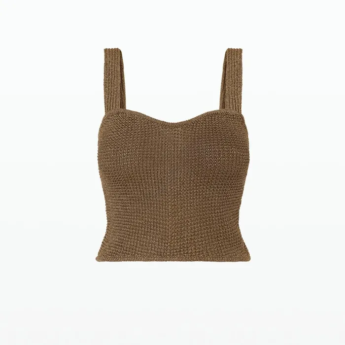 Safiyaa Geena Gold Knit Top Women Knitwear