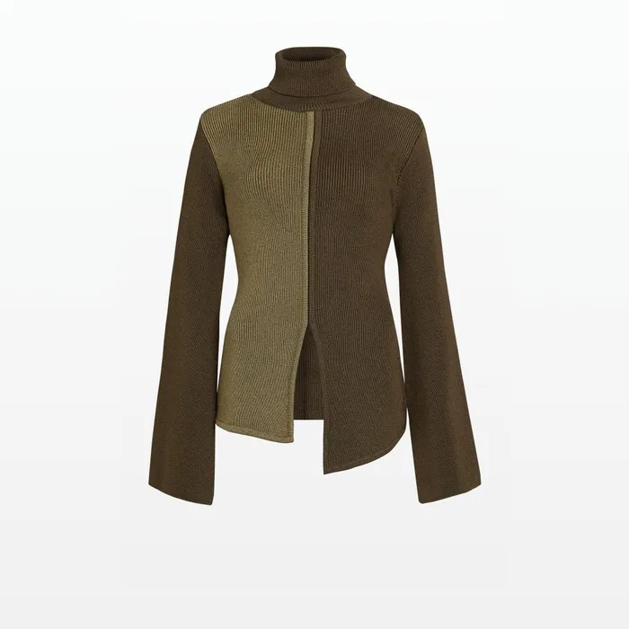 Safiyaa Gigi Light Khaki and Dark Khaki Knit Women Tops