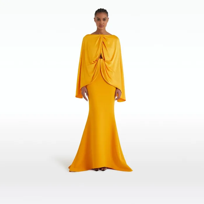 Safiyaa Kamiko Ochre Long Dress Women Dresses