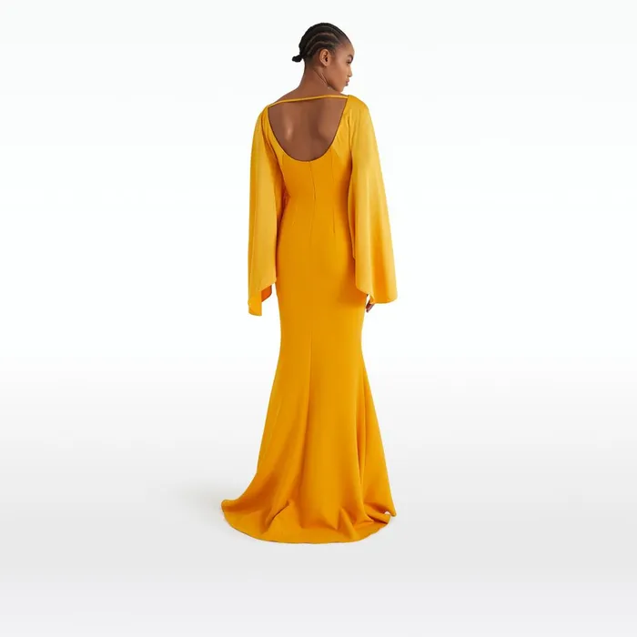 Safiyaa Kamiko Ochre Long Dress Women Dresses