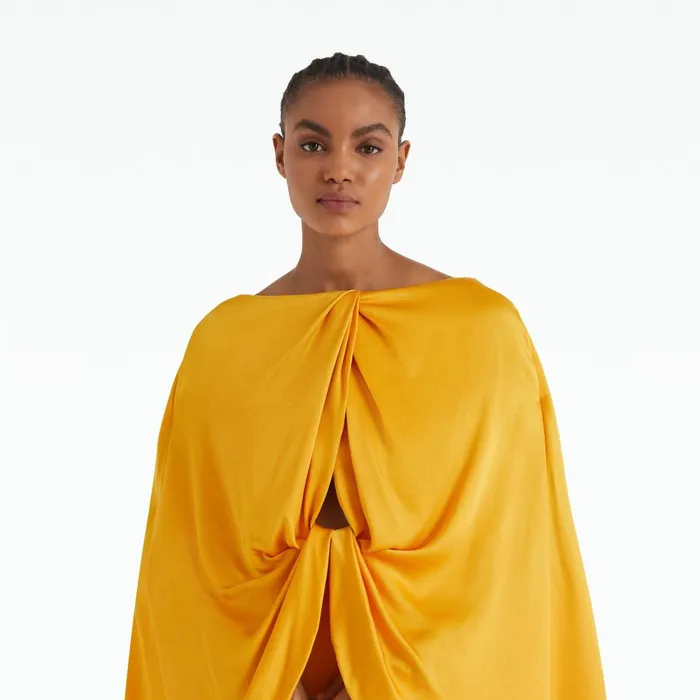 Safiyaa Kamiko Ochre Long Dress Women Dresses