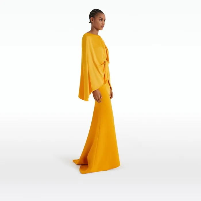Safiyaa Kamiko Ochre Long Dress Women Dresses