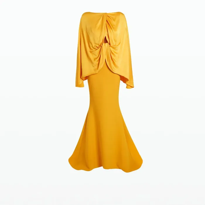 Safiyaa Kamiko Ochre Long Dress Women Dresses