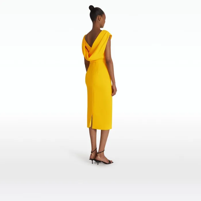 Safiyaa Koral Sunshine Yellow Midi Dress Women Dresses