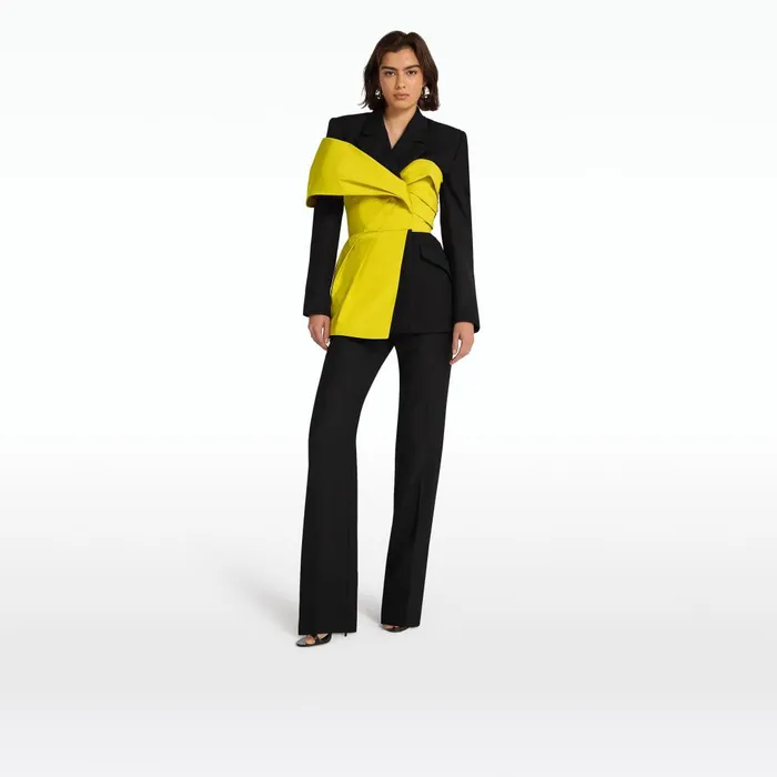 Safiyaa Lenalle Black and Chartreuse Jacket Women Jackets and Coats
