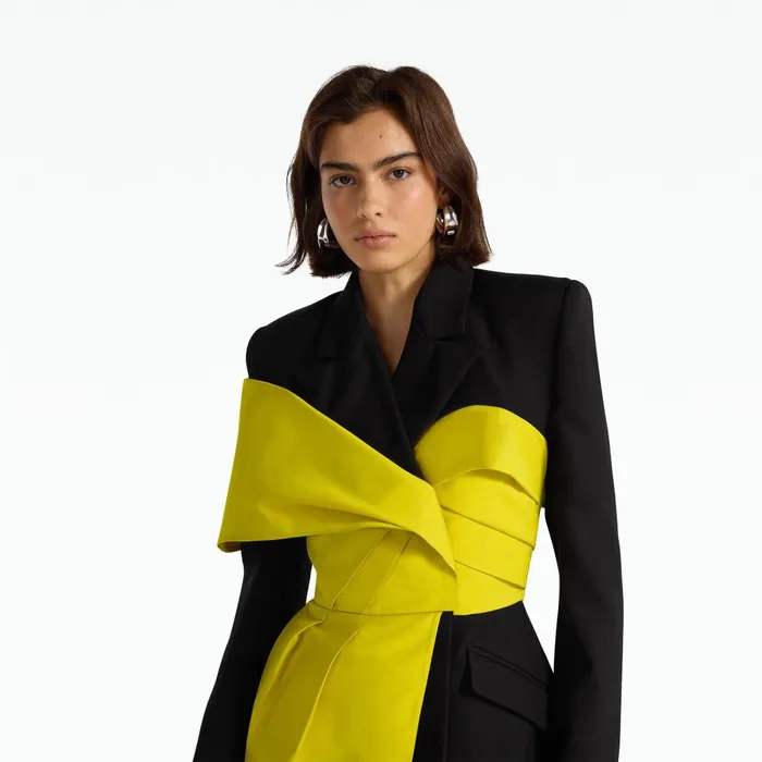 Safiyaa Lenalle Black and Chartreuse Jacket Women Jackets and Coats
