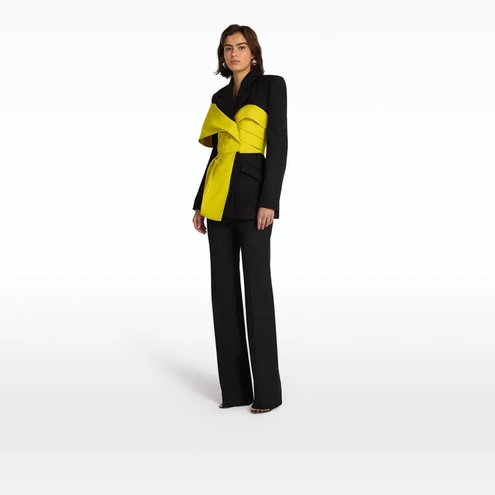 Safiyaa Lenalle Black and Chartreuse Jacket Women Jackets and Coats