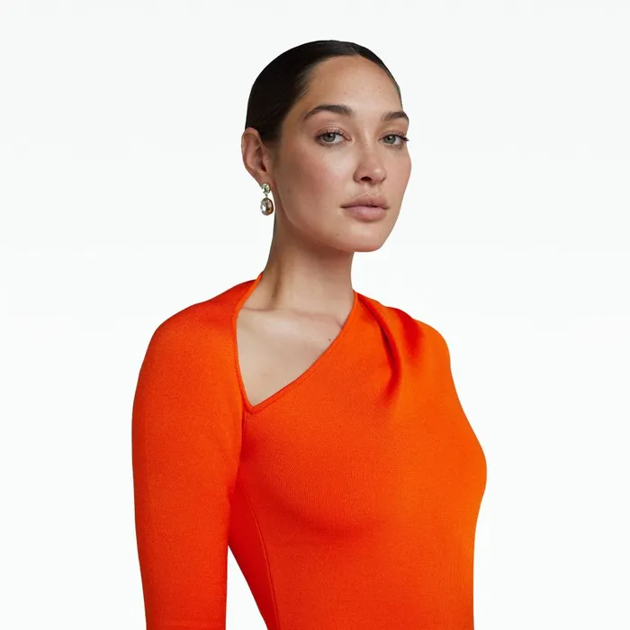 Safiyaa Leonie Flame Knit Midi Dress Women Knitwear
