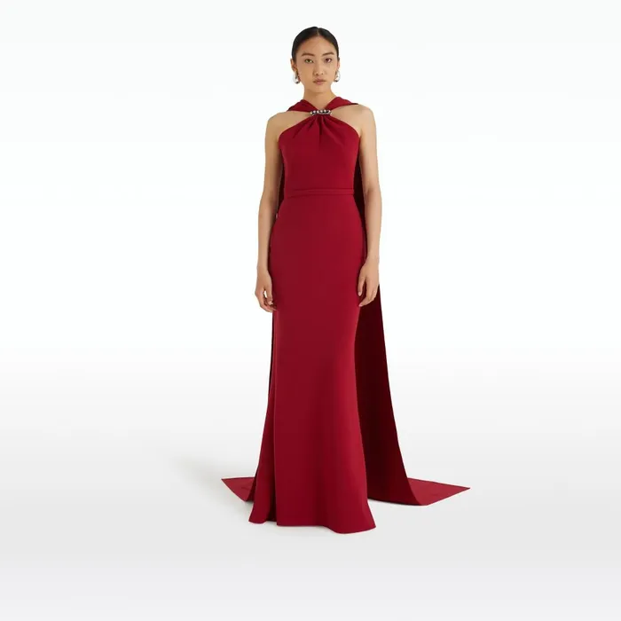 Safiyaa Lilien Rhubarb Long Dress With Embroidery Women Dresses