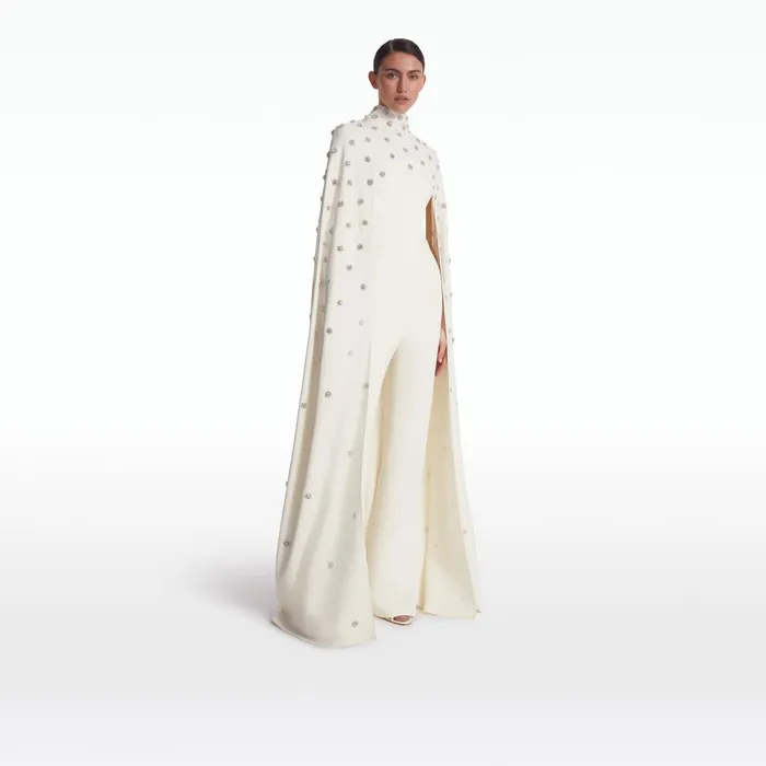 Safiyaa Manore Ivory Embroidered Harness Women Capes and Harnesses
