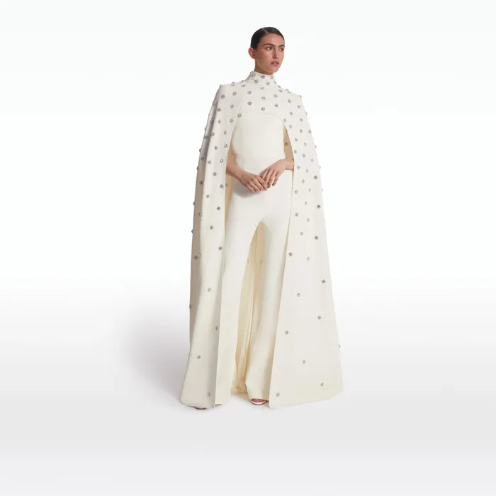 Safiyaa Manore Ivory Embroidered Harness Women Capes and Harnesses