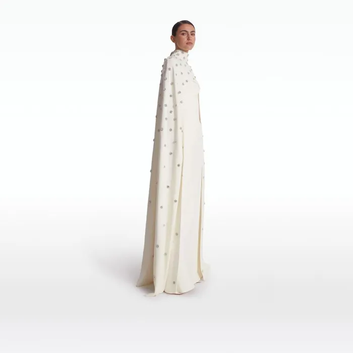 Safiyaa Manore Ivory Embroidered Harness Women Capes and Harnesses