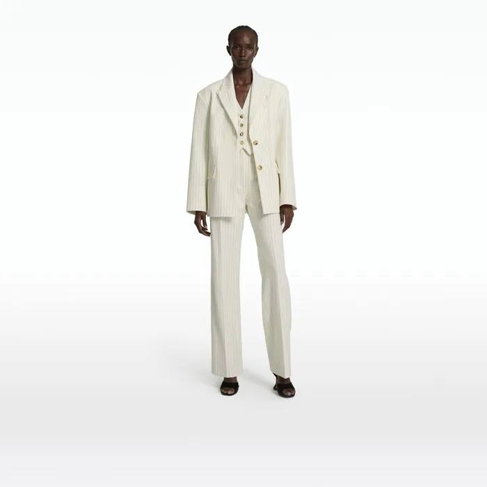 Safiyaa Maurissa Ivory Pinstripe Jacket Women Jackets and Coats