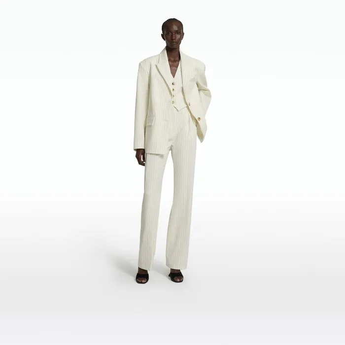 Safiyaa Maurissa Ivory Pinstripe Jacket Women Jackets and Coats
