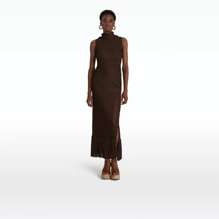 Safiyaa Remmie Deep Brown Knit Skirt Women Skirts