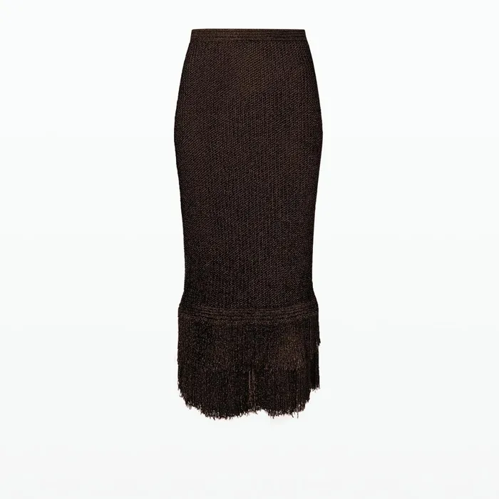 Safiyaa Remmie Deep Brown Knit Skirt Women Skirts