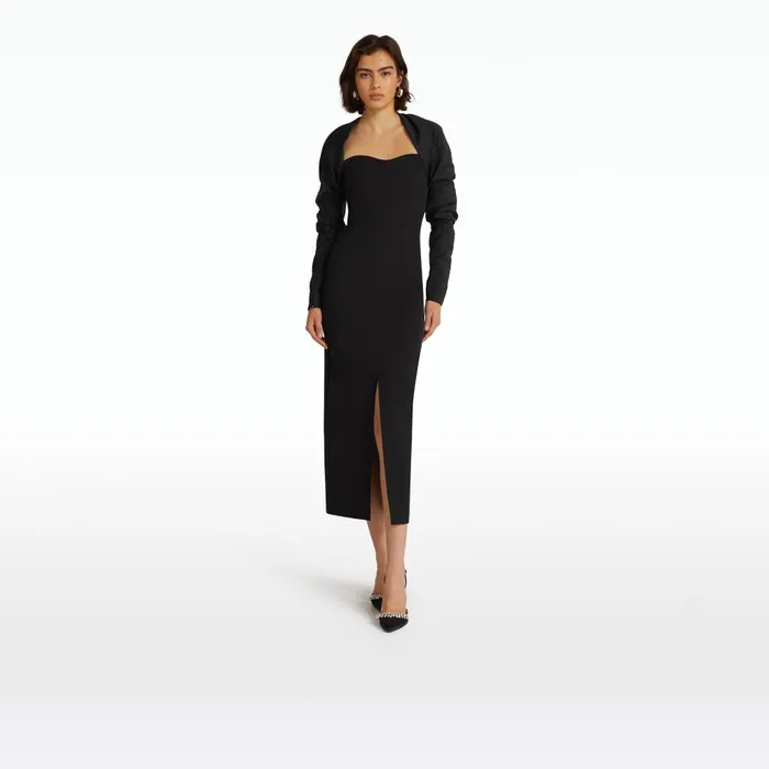 Safiyaa Romane Black Midi Dress Women Dresses