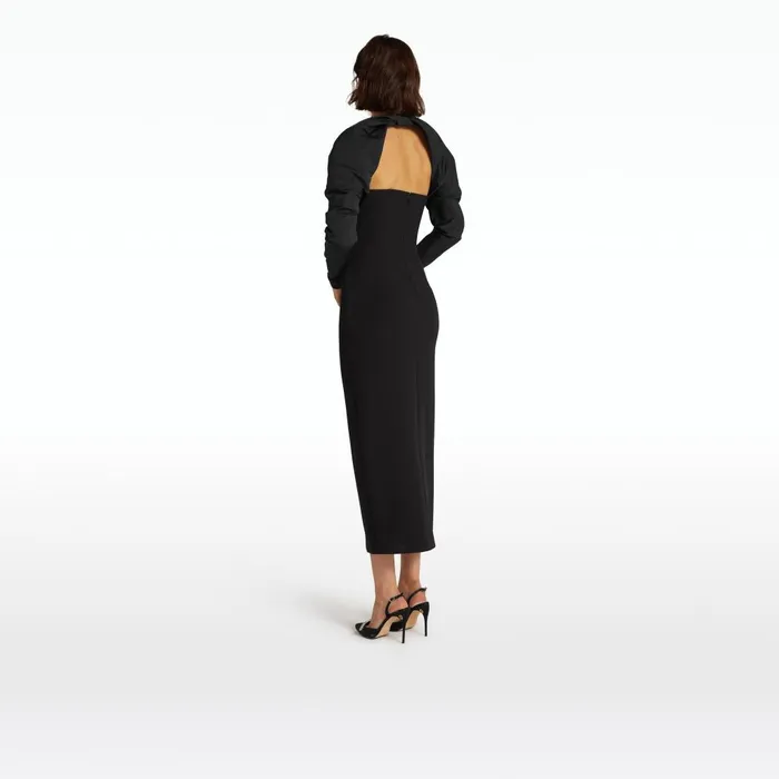 Safiyaa Romane Black Midi Dress Women Dresses