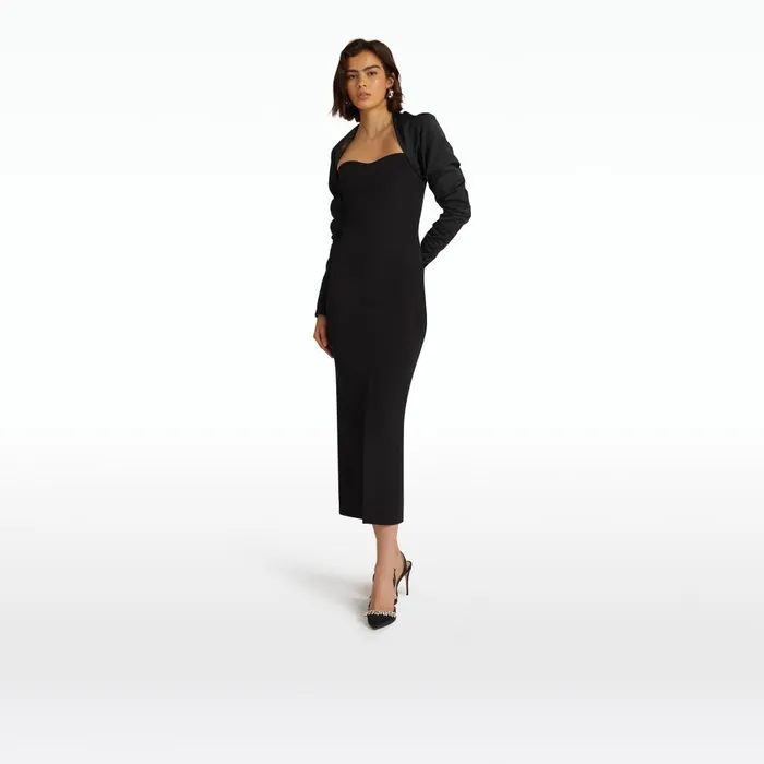 Safiyaa Romane Black Midi Dress Women Dresses