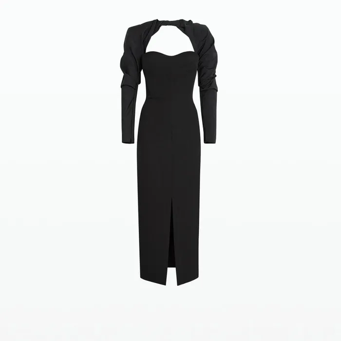 Safiyaa Romane Black Midi Dress Women Dresses