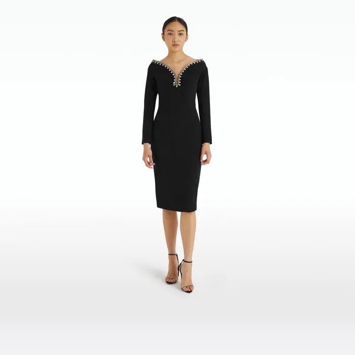 Safiyaa Smyth Black Midi Dress Women Dresses